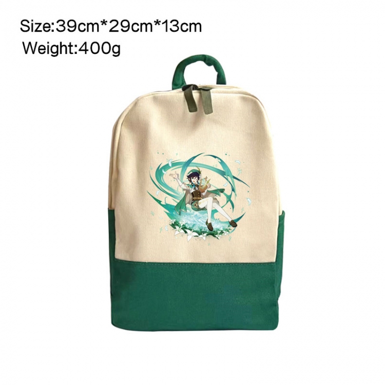 Genshin Impact Anime Surrounding Canvas Colorful Backpack 39x29x13cm