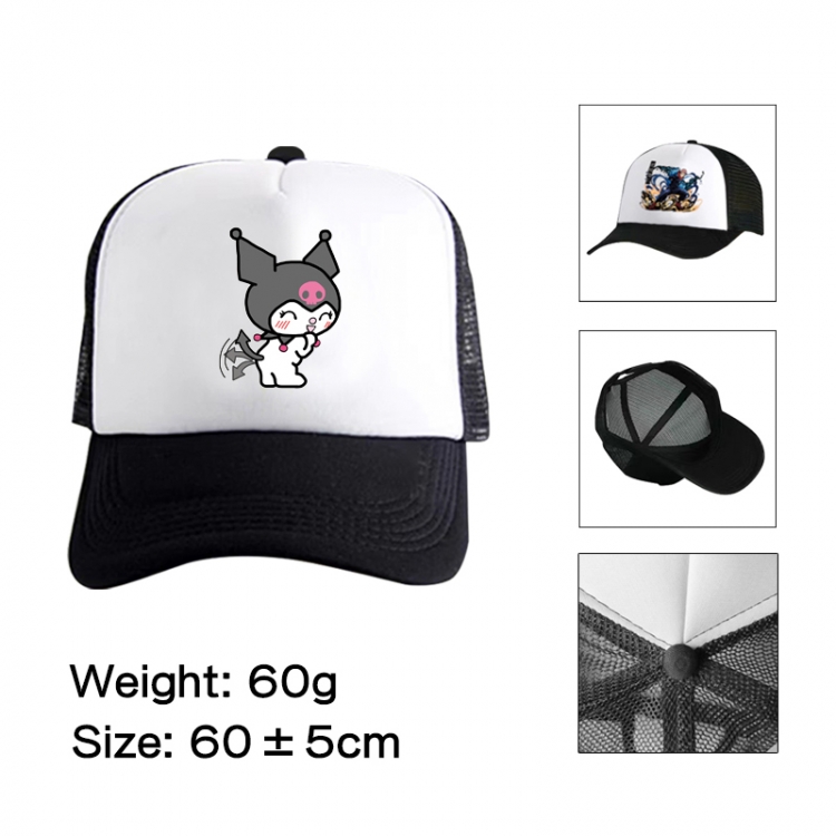 sanrio Anime peripheral color printed mesh cap baseball cap size 60 ± 5cm