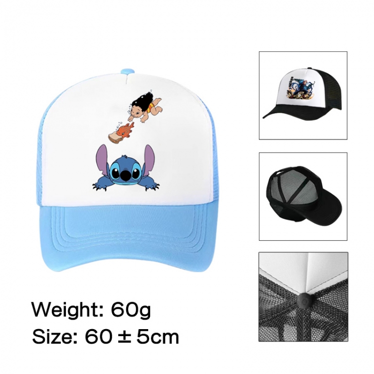 Lilo & Stitch Anime peripheral color printed mesh cap baseball cap size 60 ± 5cm
