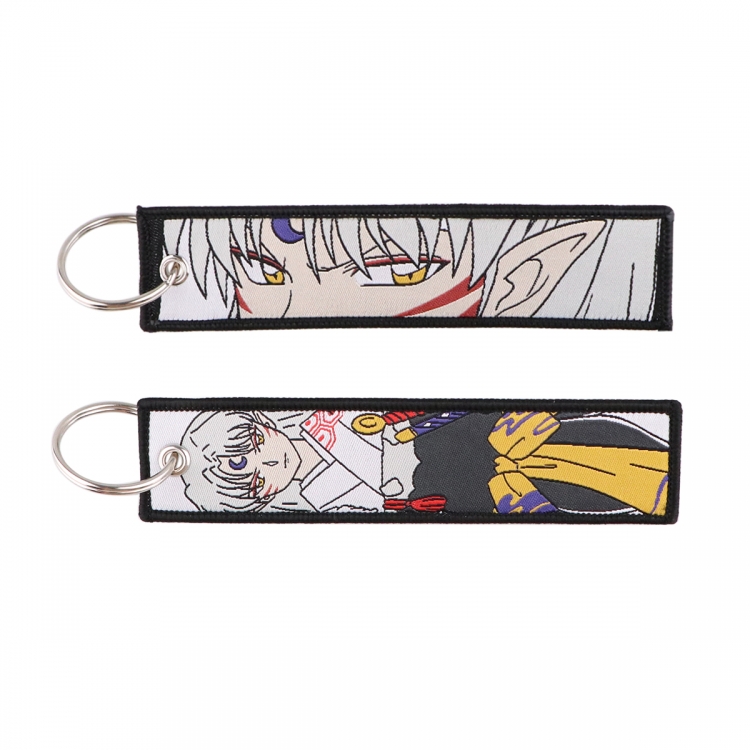 Inuyasha Double sided color woven label keychain with thickened hanging rope 13x3cm 10G price for 5 pcs