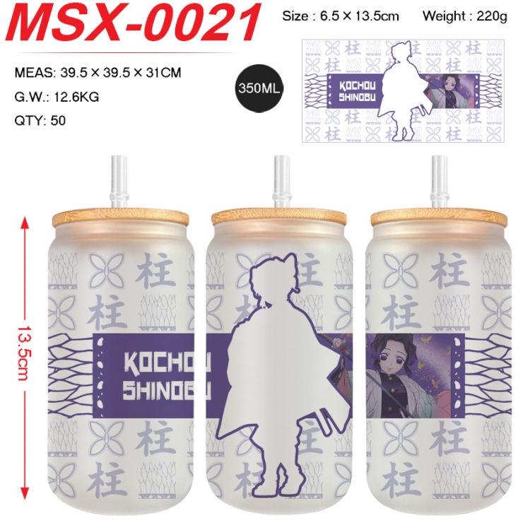 Demon Slayer Kimets Anime frosted glass cup with straw 350ML MSX-0021