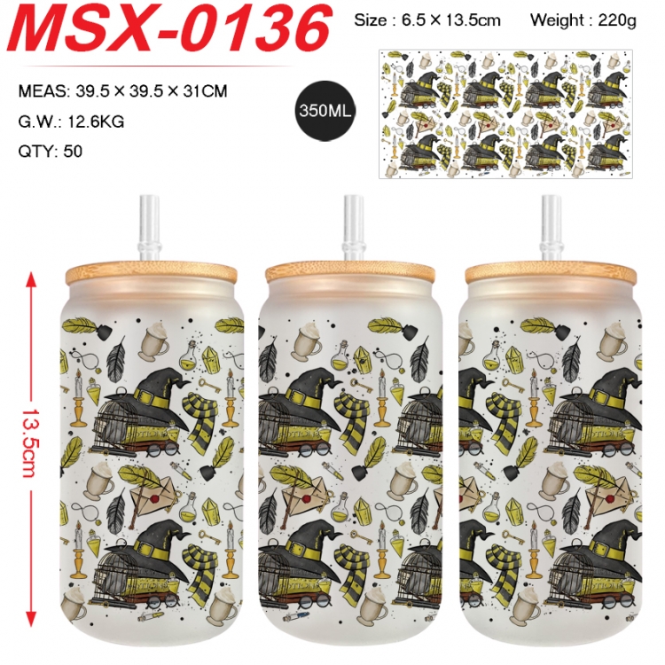 Harry Potter Anime frosted glass cup with straw 350ML MSX-0136