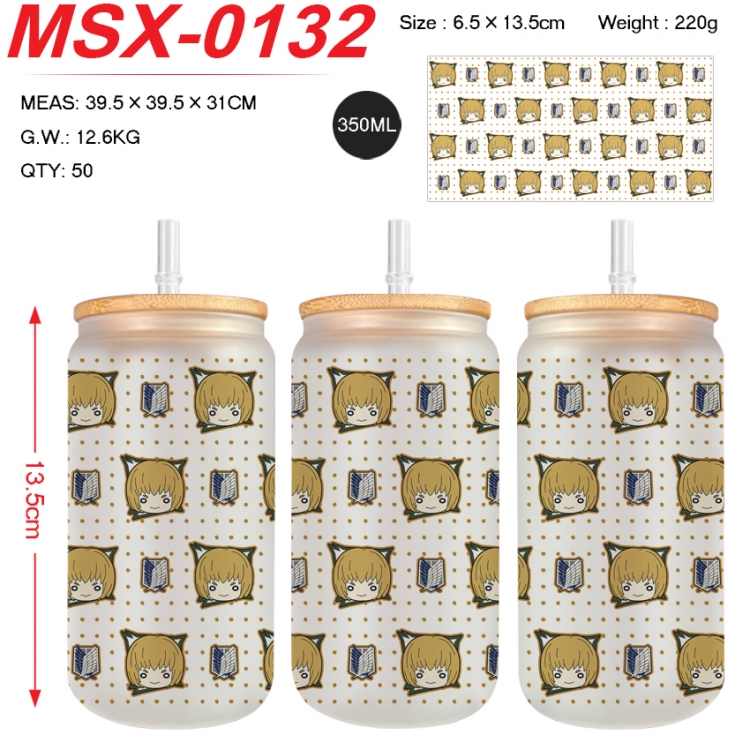 Shingeki no Kyojin Anime frosted glass cup with straw 350ML MSX-0132