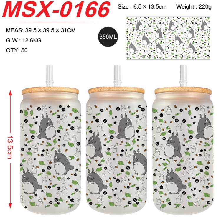 TOTORO Anime frosted glass cup with straw 350ML MSX-0166