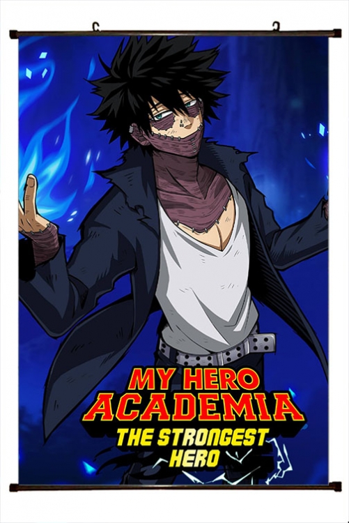 My Hero Academia Anime black Plastic rod Cloth painting Wall Scroll 60X90CM w9-483