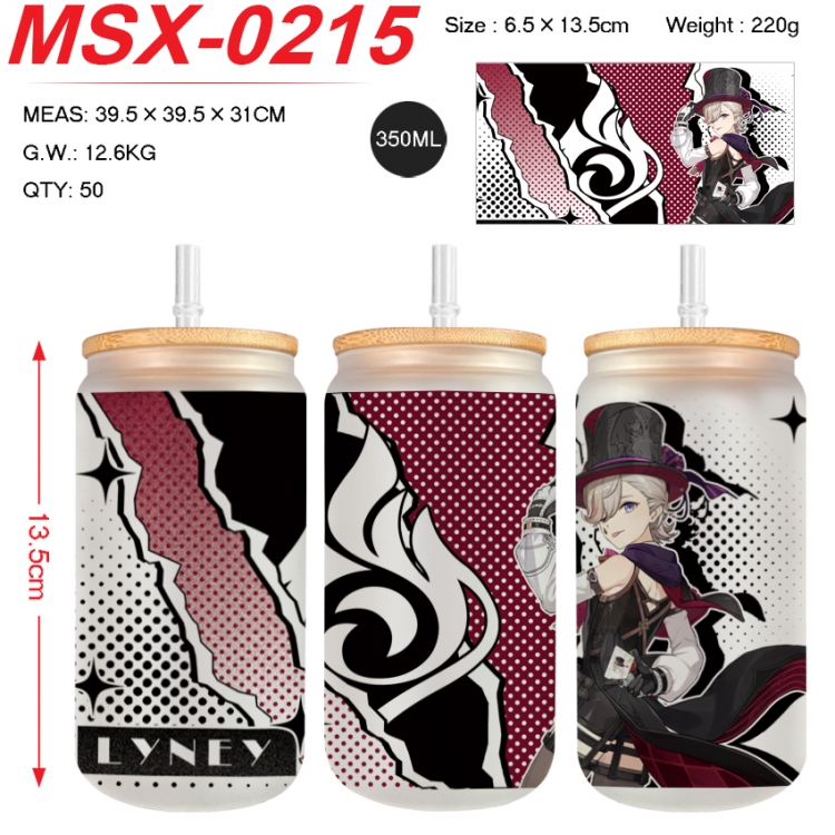 Genshin Impact Anime frosted glass cup with straw 350ml 