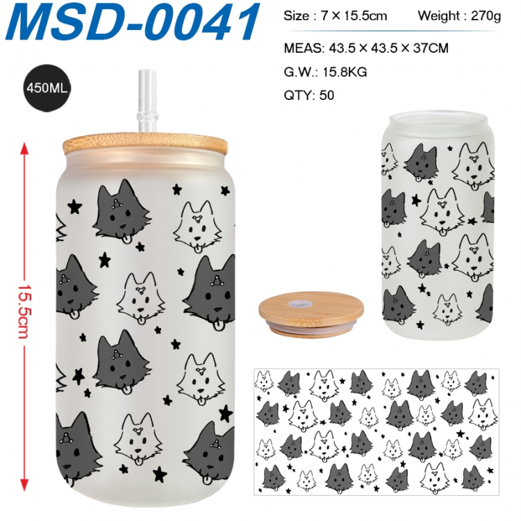 Jujutsu Kaisen Anime frosted glass cup with straw 450ML  MSD-0041