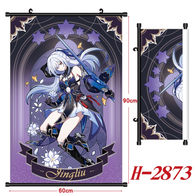 Honkai: Star Rail Anime Black Plastic Rod Canvas Painting Wall Scroll 60X90CM