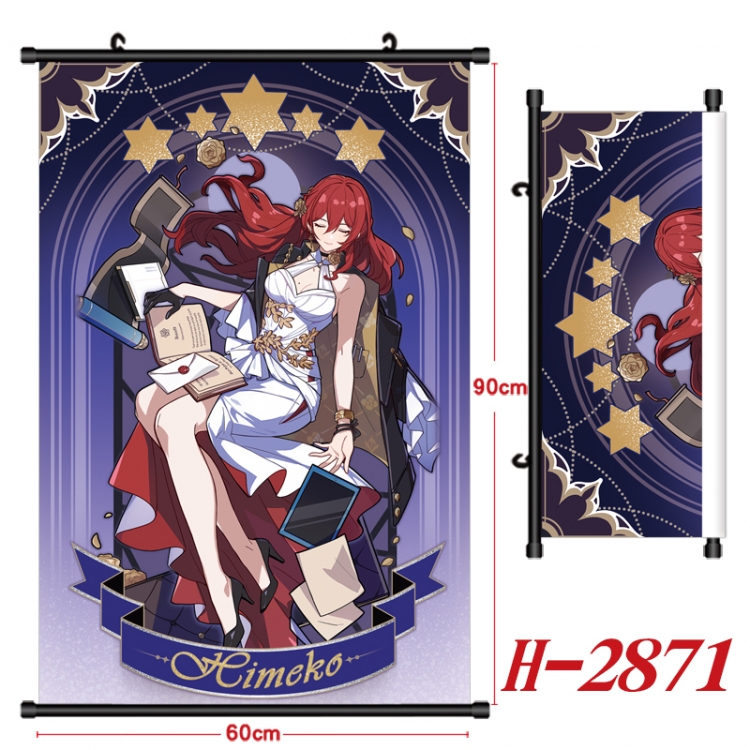 Honkai: Star Rail Anime Black Plastic Rod Canvas Painting Wall Scroll 60X90CM