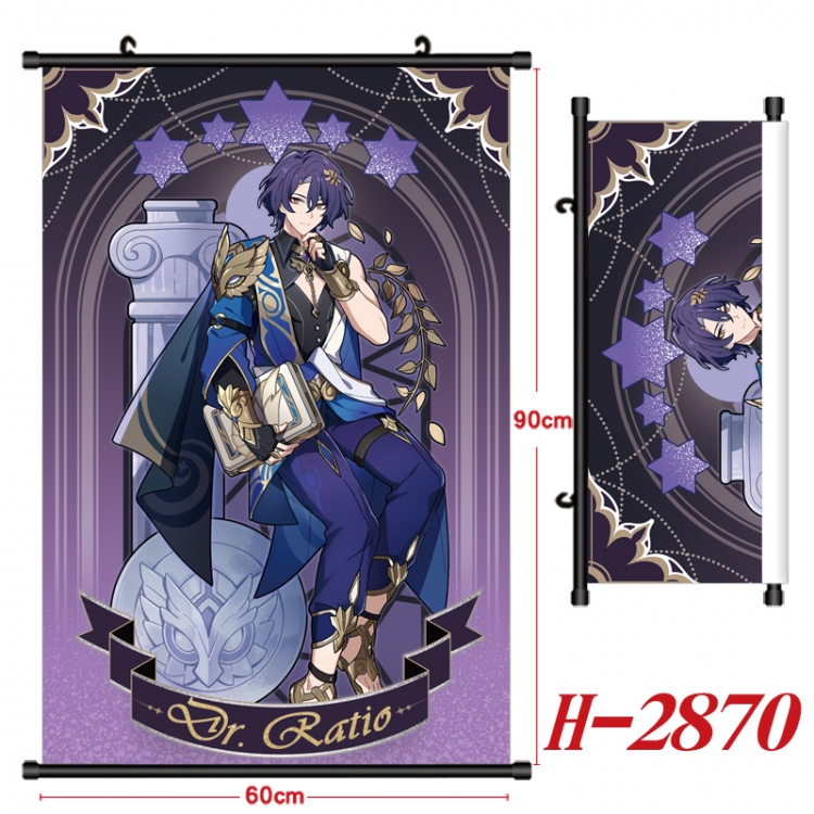 Honkai: Star Rail Anime Black Plastic Rod Canvas Painting Wall Scroll 60X90CM