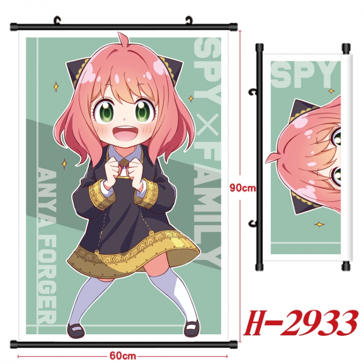 SPYxFAMILY Anime Black Plastic Rod Canvas Painting Wall Scroll 60X90CM