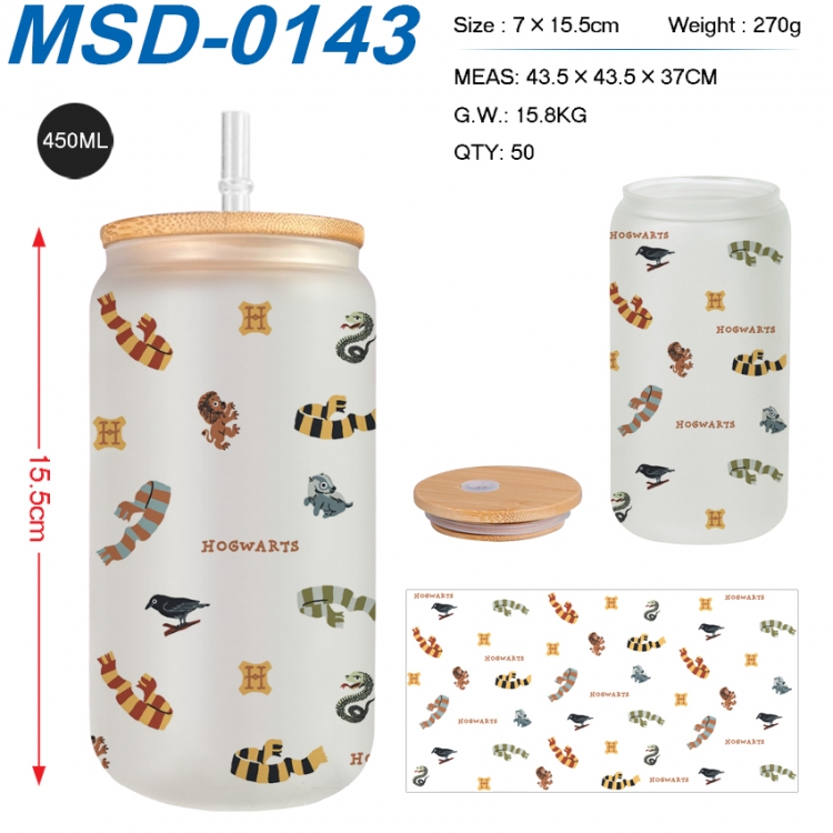 Harry Potter Anime frosted glass cup with straw 450ML