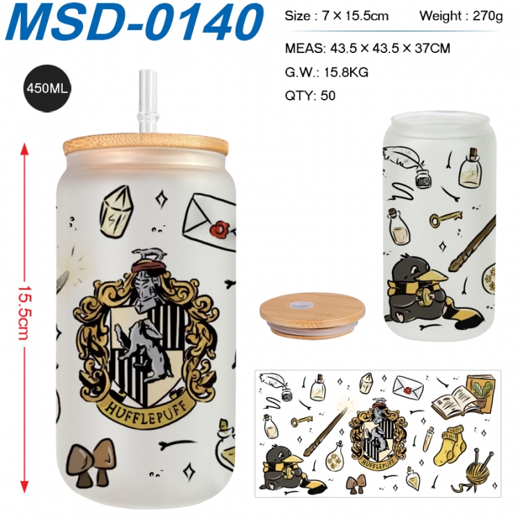 Harry Potter Anime frosted glass cup with straw 450ML