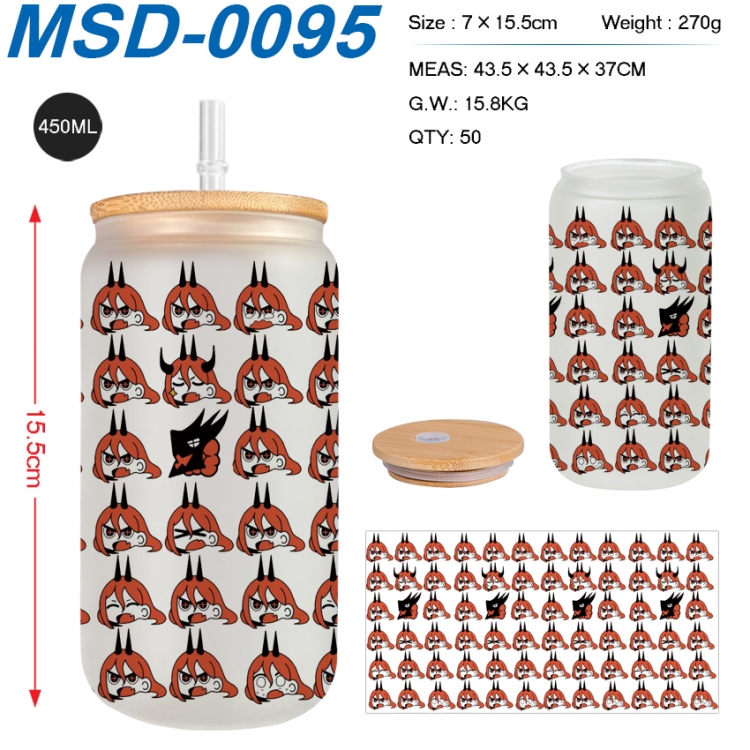 Chainsawman Anime frosted glass cup with straw 450ML