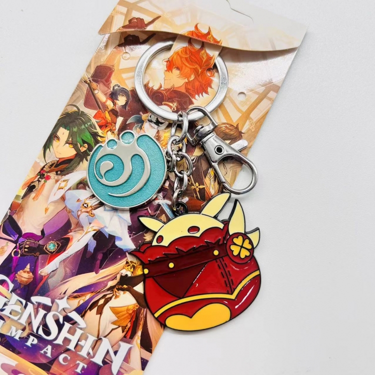 Genshin Impact Anime character 2 pendant metal keychain backpack pendant 2432