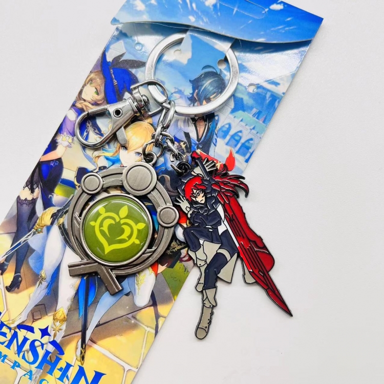 Genshin Impact Anime character 2 pendant metal  keychain backpack pendant 2504