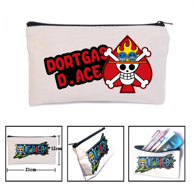 One Piece Anime canvas minimalist printed pencil case storage bag 21X12cm