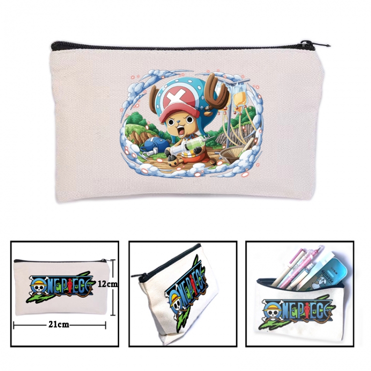 One Piece Anime canvas minimalist printed pencil case storage bag 21X12cm