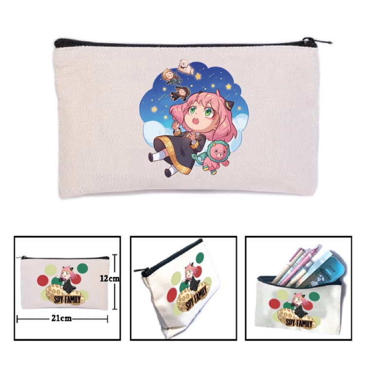 SPYxFAMILY Anime canvas minimalist printed pencil case storage bag 21X12cm