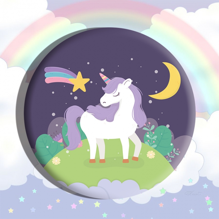 Unicorn Anime tinplate brooch badge price for 5 pcs