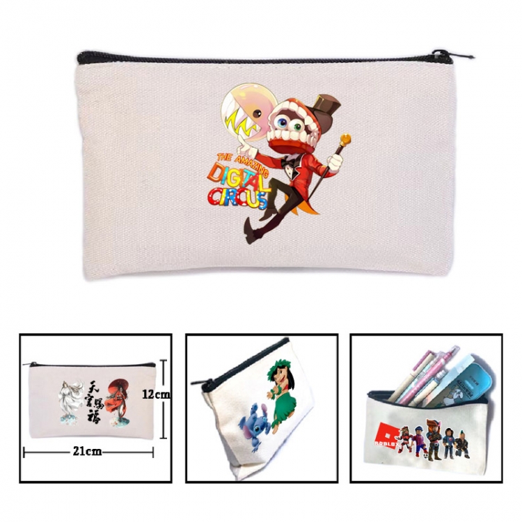 The Amazing Digital Circus Anime canvas minimalist printed pencil case storage bag 21X12cm
