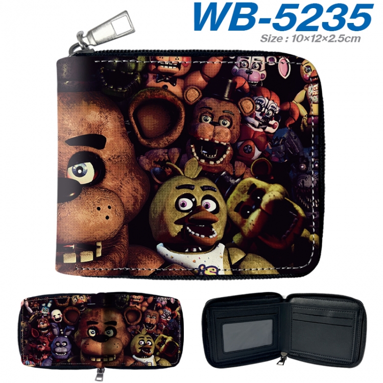 Five Nights at Freddys Anime color short full zip folding wallet 10x12x2.5cm
