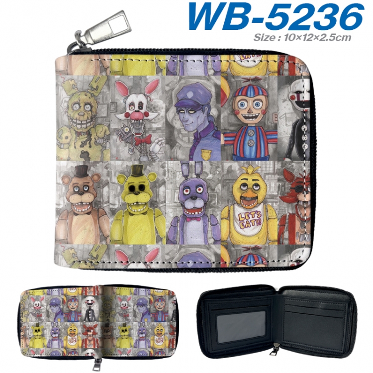 Five Nights at Freddys Anime color short full zip folding wallet 10x12x2.5cm