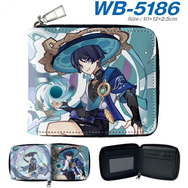 Genshin Impact Anime color short full zip folding wallet 10x12x2.5cm
