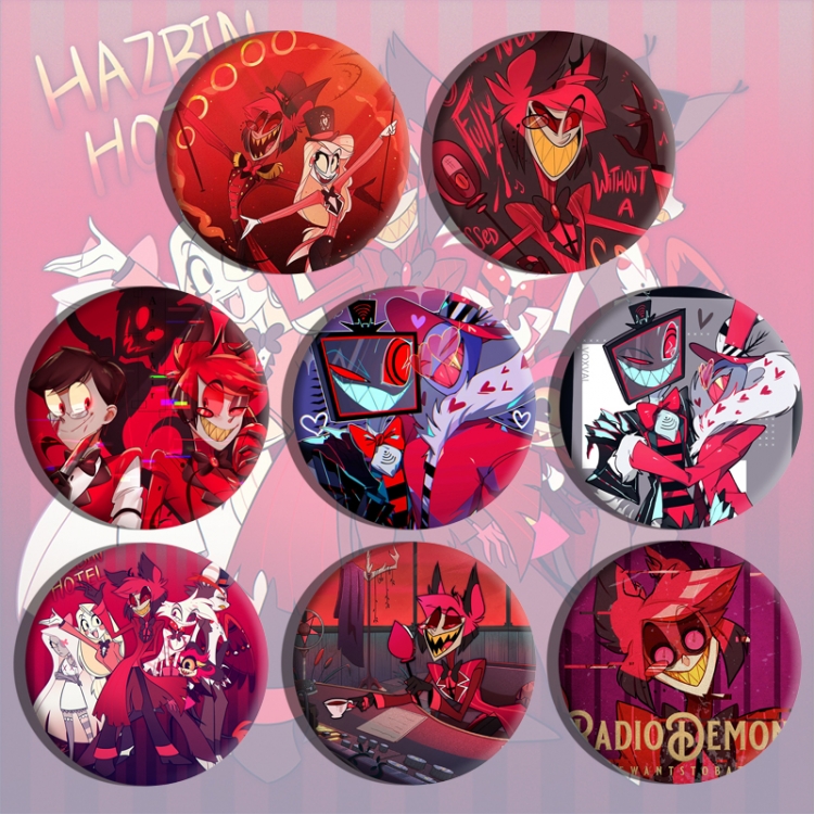 Hazbin Hotel Anime tinplate brooch badge a set of 8