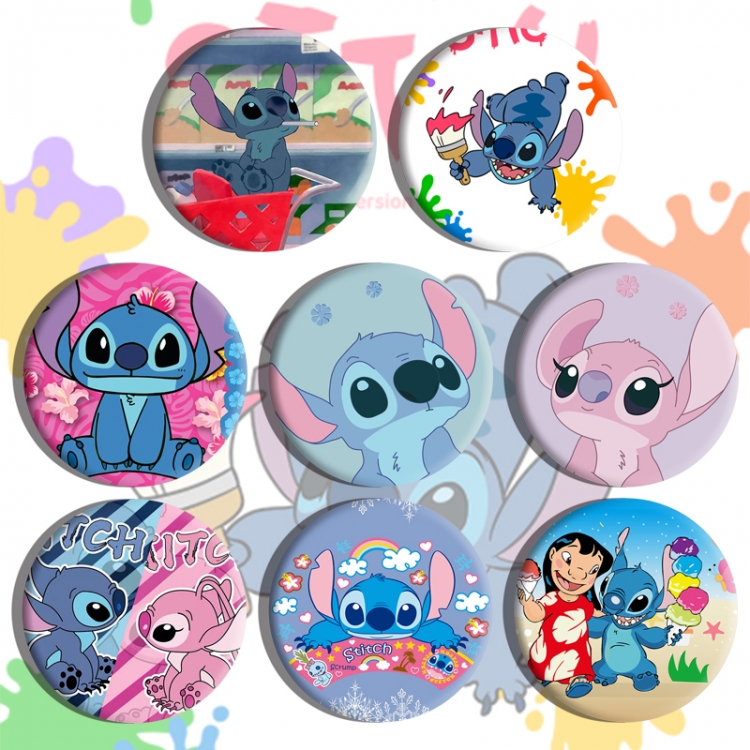 Lilo & Stitch Anime tinplate brooch badge a set of 8
