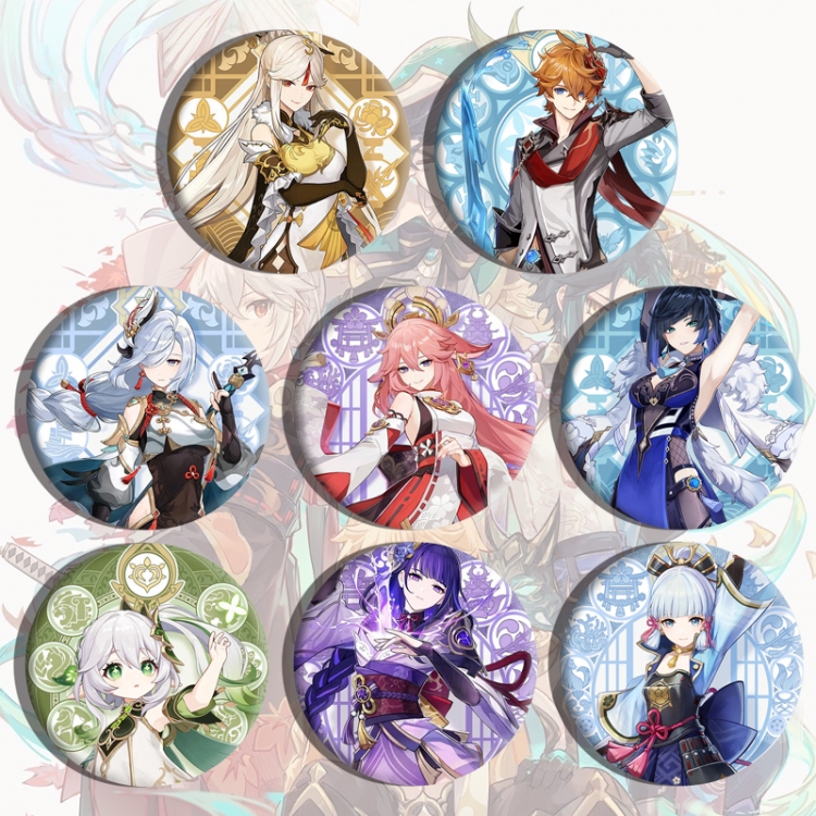 Genshin Impact Anime tinplate brooch badge a set of 8