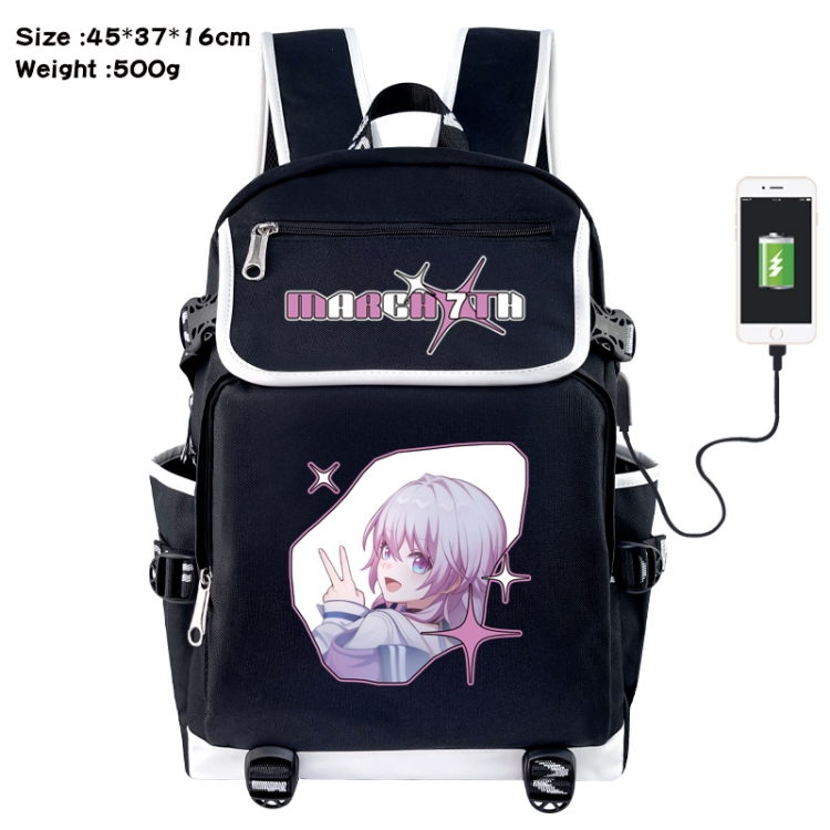 Honkai: Star Rail Anime Flip Data Cable USB Backpack School Bag 45X37X16CM