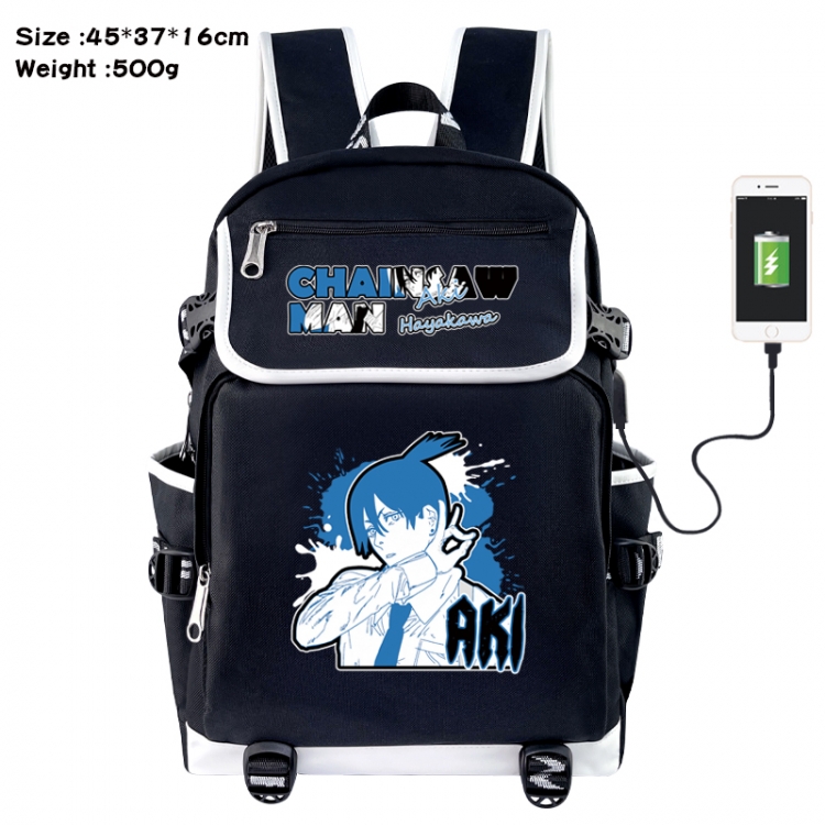 Chainsawman Anime Flip Data Cable USB Backpack School Bag 45X37X16CM