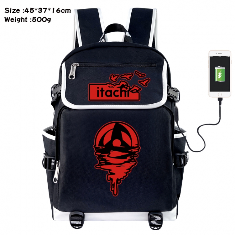 Naruto Anime Flip Data Cable USB Backpack School Bag 45X37X16CM