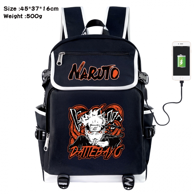 Naruto Anime Flip Data Cable USB Backpack School Bag 45X37X16CM