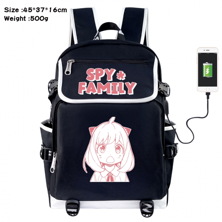 SPYxFAMILY Anime Flip Data Cable USB Backpack School Bag 45X37X16CM