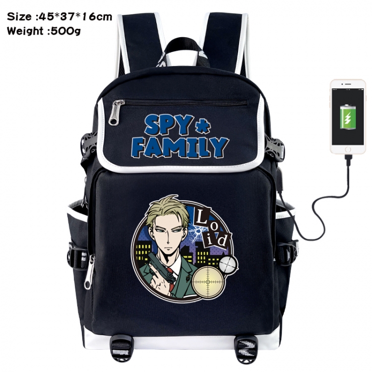 SPYxFAMILY Anime Flip Data Cable USB Backpack School Bag 45X37X16CM