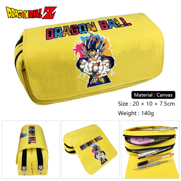 DRAGON BALL Anime Multi-Function Double Zipper Canvas Cosmetic Bag Pen Case 20x10x7.5cm