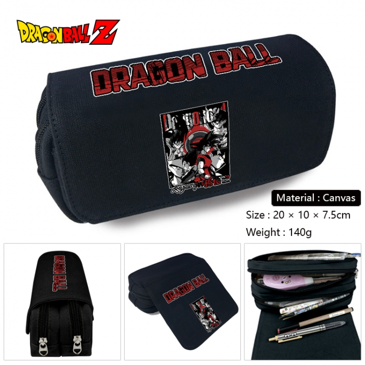 DRAGON BALL Anime Multi-Function Double Zipper Canvas Cosmetic Bag Pen Case 20x10x7.5cm