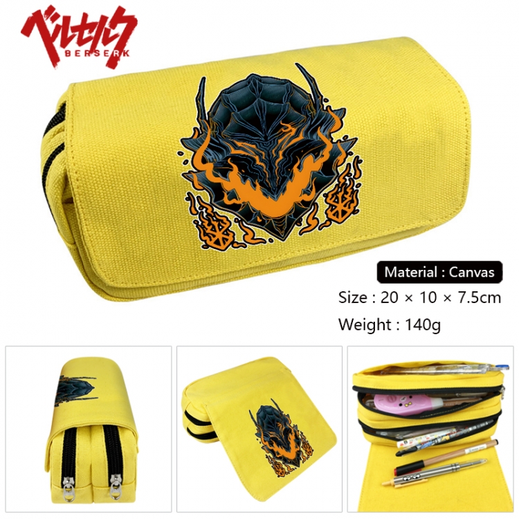 Berserk Anime Multi-Function Double Zipper Canvas Cosmetic Bag Pen Case 20x10x7.5cm