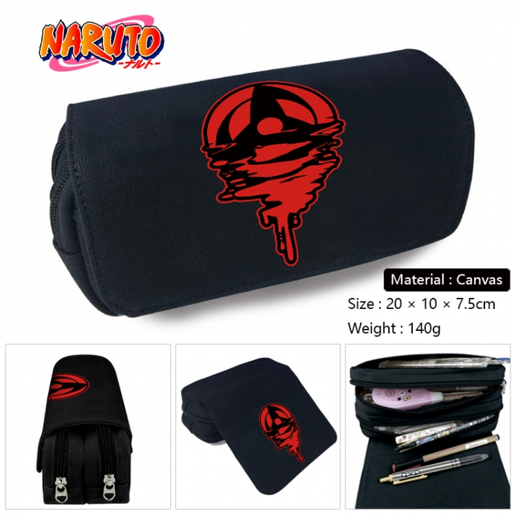 Naruto Anime Multi-Function Double Zipper Canvas Cosmetic Bag Pen Case 20x10x7.5cm