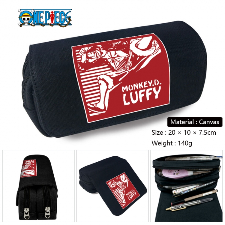 One Piece Anime Multi-Function Double Zipper Canvas Cosmetic Bag Pen Case 20x10x7.5cm