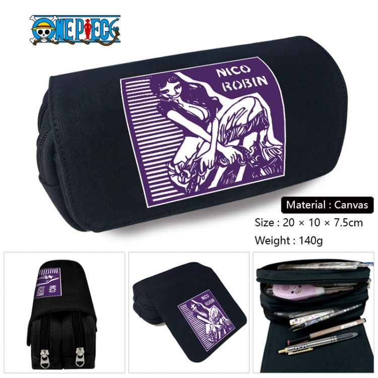 One Piece Anime Multi-Function Double Zipper Canvas Cosmetic Bag Pen Case 20x10x7.5cm
