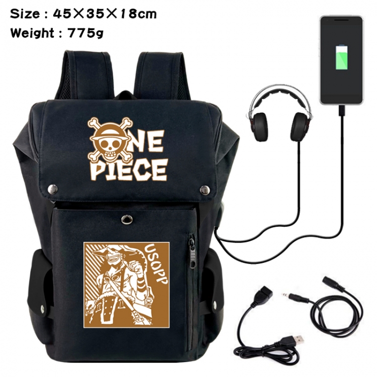 One Piece Anime Canvas Bucket Data Cable Backpack School Bag 45X35X18CM 775G