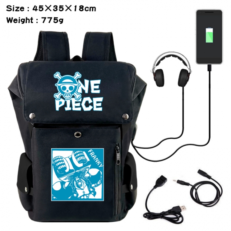 One Piece Anime Canvas Bucket Data Cable Backpack School Bag 45X35X18CM 775G