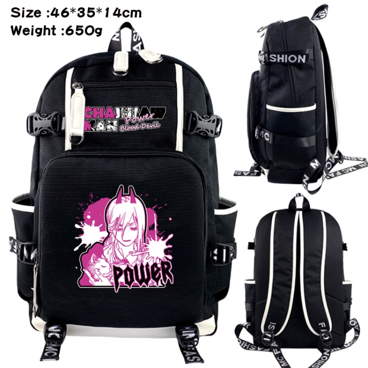 Chainsawman Data USB backpack Cartoon printed student backpack 46X35X14CM 650G