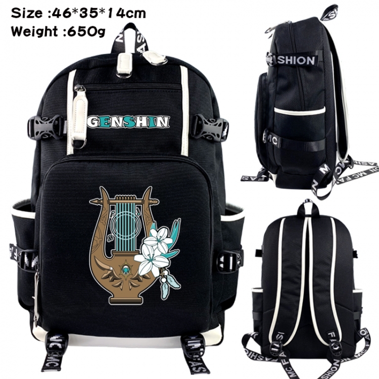 Genshin Impact Data USB backpack Cartoon printed student backpack 46X35X14CM 650G