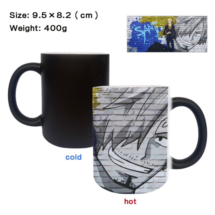 One Piece Anime peripherals color changing ceramic cup tea cup mug 9.5X8.2cm