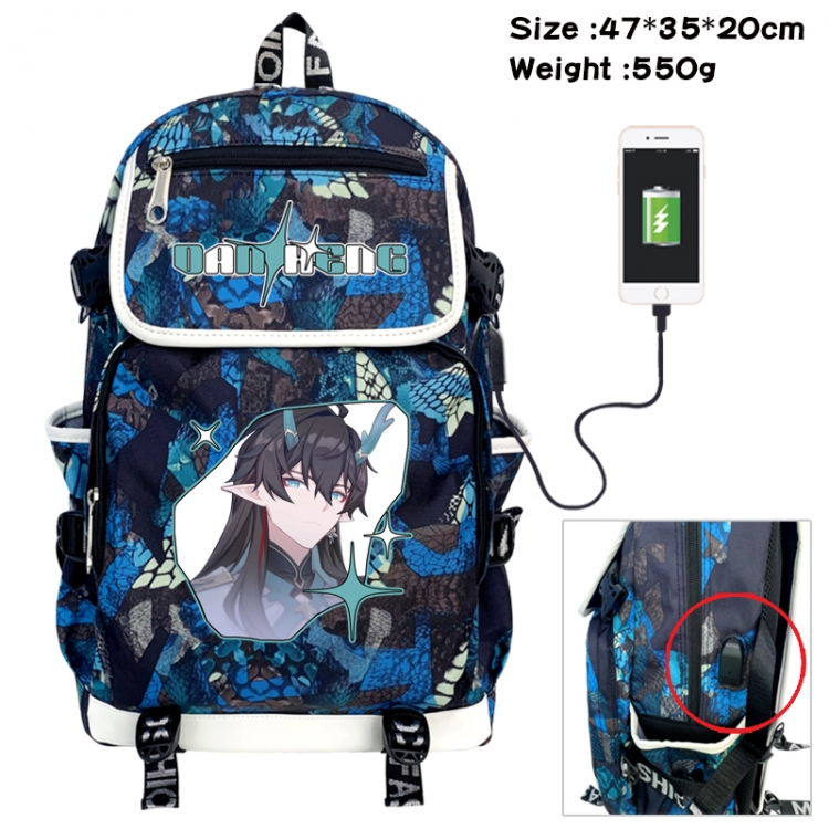 Honkai: Star Rail Camouflage waterproof sail fabric flip backpack student bag 47X35X20CM 550G