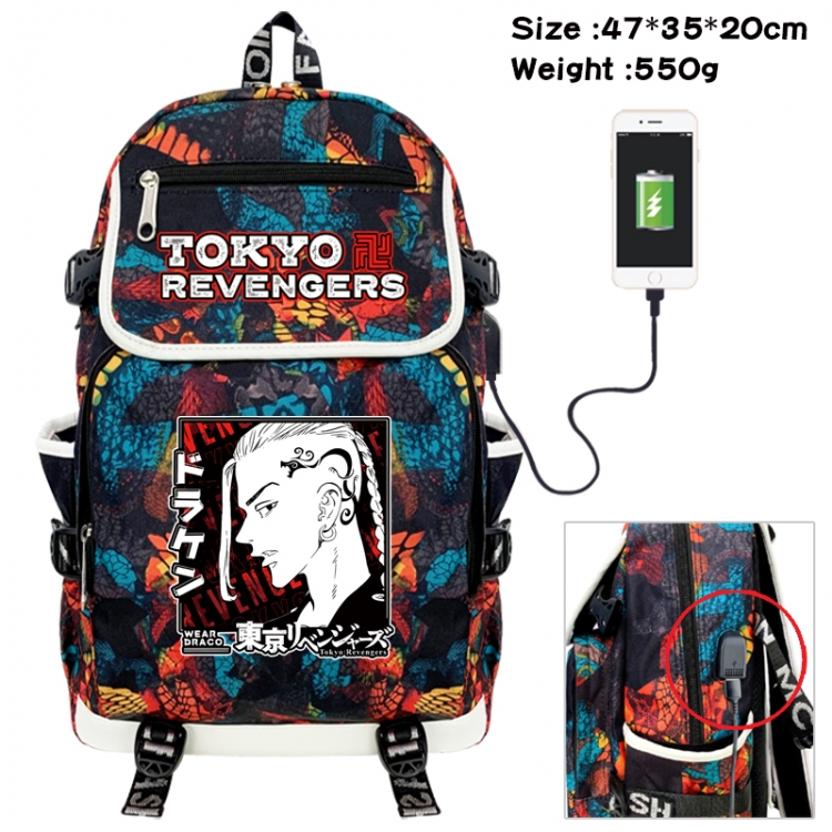 Tokyo Revengers Camouflage waterproof sail fabric flip backpack student bag 47X35X20CM 550G